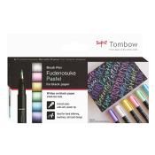 TOMBOW Fudenosuke Brush Pen 6er-Set für schwarzes Papier pastellfarben