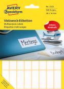 Gelbe Verpackung mit Aufschrift 'Vielzweck-Etiketten'. Enthält mehrere weiße Etiketten für Beschriftungen.