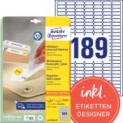 Packung mit ablösbaren Universal-Etiketten. Ideal für temporäre Beschriftungen.