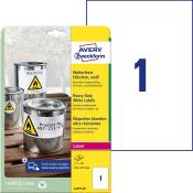 Verpackung für wetterfeste Etiketten. Enthält Hinweise zu Verwendung und Eigenschaften.