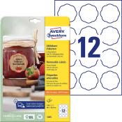 Packung mit ablösbaren Etiketten in Blumenform. Geeignet für Marmelade-Gläser und andere Behälter.