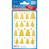 AVERY Zweckform Sticker Sterne und Weihnachtsbäume Glitzer 1 Bogen gold