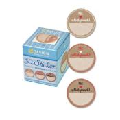 Karton mit 50 Aufklebern in drei Designs. Aufkleber mit dem Text 'Mit selbstgemacht'.