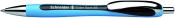 blauer Kugelschreiber mit schwarzem Griff. Aufschrift 'Schneider Slider Rave XB'.