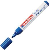 blauer Textilstift mit einer breiten Spitze. Der Stift ist für Stoffe geeignet.