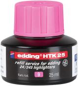 Schwarze Nachfüllflasche für Edding Hochlighter. Pinker Deckel. 25 ml Inhalt. Für Edding 24/345 Hochlighter.