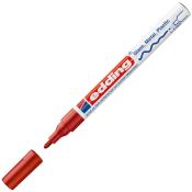Roter Edding Marker für Glas, Metall und Plastik. Kappe abgenommen, Spitze sichtbar.