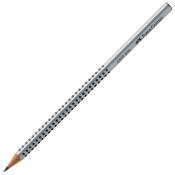 Grauer Bleistift mit rutschfester Oberfläche. Markierung 'Faber-Castell Grip 2001'.