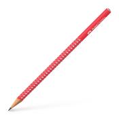 roter Bleistift mit grafischem Muster. Markierung von Faber-Castell.