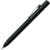 schwarzer Kugelschreiber von Faber-Castell. Mit rutschfester Oberfläche und Clip.