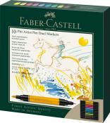 FABER-CASTELL Tuschestift Pitt Artist Pen Dual Marker 10 Stück mehrere Farben