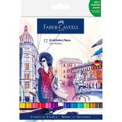 FABER-CASTELL Goldfaber Aqua Dual Marker mit Pinselspitze und Fineliner Spitze 12er Etui mehrfarbig