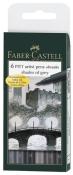 Faber-Castell Tuschestifte - Pitt Artist Pen, 6 Stück, grau 