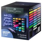 FABER-CASTELL Textliner 46 24er Tischset mit 7x Neon, 9x Pastell und 8x Metallicfarben