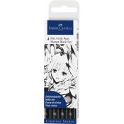 FABER-CASTELL Pitt Artist Pens Manga Tuschestift 4 Stück schwarz
