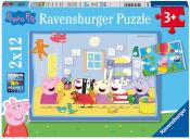 RAVENSBURGER Kinderpuzzle Peppas Abenteuer 2 x 12 Teile bunt