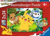RAVENSBURGER Kinderpuzzle Pikachu und seine Freunde 2 x 24 Teile bunt