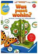 Spielbox mit dem Titel 'Was passt wohin?'. Abbildung eines Baumes mit Tieren und einem Schmetterling.