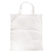 weiße Stofftasche mit zwei Henkeln. Die Oberfläche ist glatt und unbedruckt.