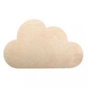 Holzplatte in Form einer Wolke. Oberfläche ist hell und glatt.