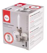 Verpackung für eine Silikon-Gießform für Kerzenhalter. Enthält zwei verschiedene Kerzenhalter-Designs.