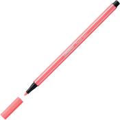 Ein pinkfarbener Filzstift mit abnehmbarer Kappe. Die Spitze ist fein und schwarz.