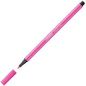 pinkfarbener Filzstift mit schwarzem Deckel. Die Spitze ist fein und spitz. Auf dem Stift steht 'STABILO Pen 68 Neon'.