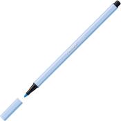blauer Filzstift mit abnehmbarem Deckel. Die Spitze ist rund und die Farbe ist kräftig.