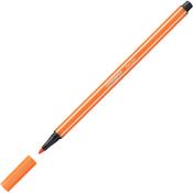 orangefarbener Filzstift mit schwarzem Deckel. Spitze ist rund und leicht angespitzt. Markierung auf dem Stift: 'STABILO Pen 68'.