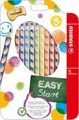STABILO Ergonomischer Buntstift für Linkshänder EASYcolors 12er Pack mit Spitzer