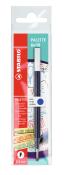 Nachfüllmine für Gel-Roller in blauer Farbe. Verpackung zeigt verschiedene Schreibstile.