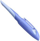 lila Textmarker mit ergonomischem Design. Kappe und Spitze in hellblau. Ideal zum Hervorheben von Text.