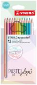 STABILO Buntstifte aquacolor Pastellove 12er Etui