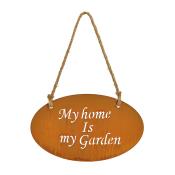 Hängedeko My home is my garden aus Metall braun 
