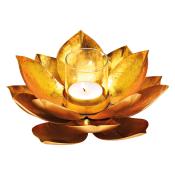 Windlicht Lotus aus Metall/Glas gold