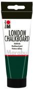 Grüne Tube mit schwarzer Kappe. Beschriftung mit 'London Chalkboard' und Hinweisen zur Verwendung als Tafelfarbe.