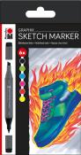 MARABU Sketch Marker Graphix - Heat 6 Stück mehrere Farben