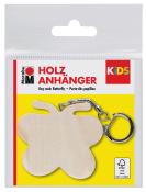 Holzanhänger in Form eines Schmetterlings. Mit Schlüsselring zur Befestigung.