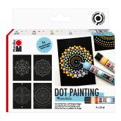 MARABU Dot Painting Set Mandala mit Designvorlagen 4 x 25 ml mehrere Farben