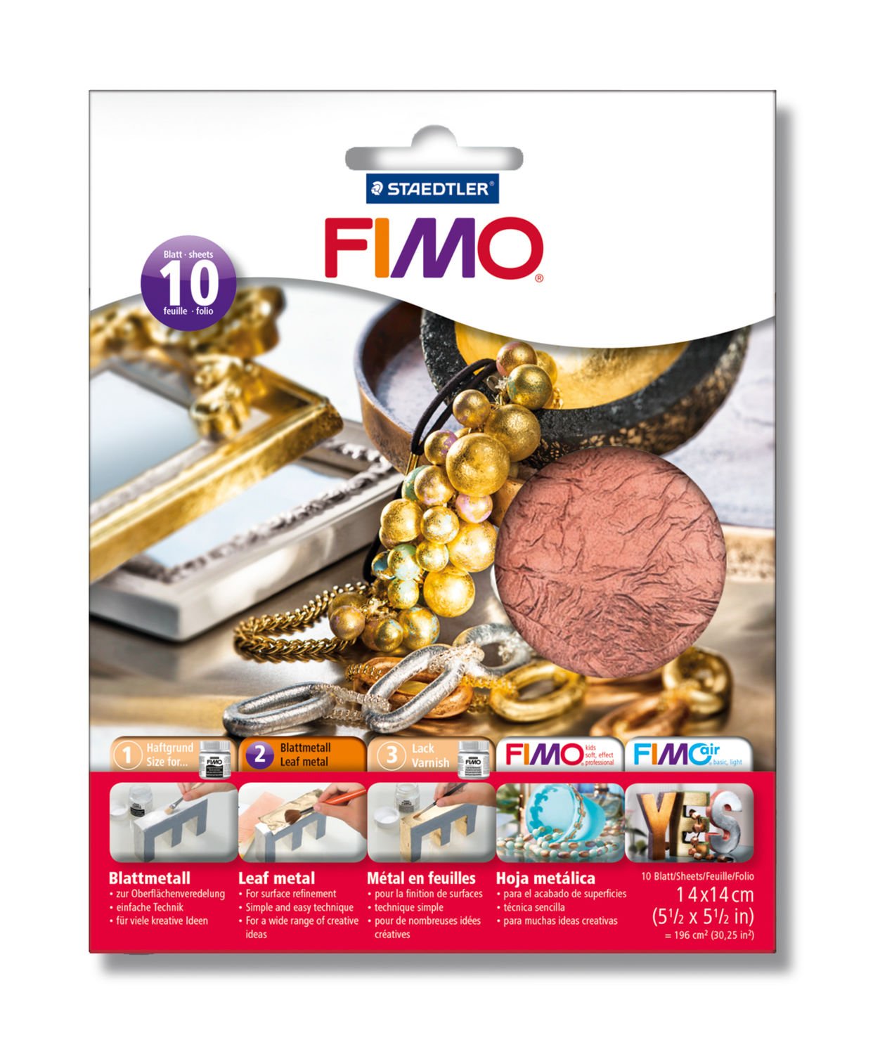 Verpackung mit FIMO Blättern in verschiedenen Farben. Enthält 10 Blätter für kreative Bastelideen.
