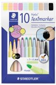 Packung mit 10 Textmarkern in Pastell- und Vintage-Farben. Verschiedene Farben wie Gelb, Pink, Blau, Grün. Spitze für Strichbreite 1-4 mm. Hergestellt in Deutschland.