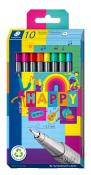 STAEDTLER® Triplus Fineliner Happy Line 10 Stück mehrere Farben