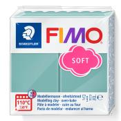 FIMO Soft Modelliermasse in mintgrün. Verpackung mit Informationen zur Anwendung und Temperatur.