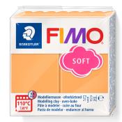 FIMO Soft Modelliermasse in orange. Verpackung zeigt Logo und Temperaturangaben.