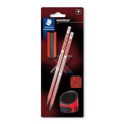 STAEDTLER Schreib-Set Bleistifte, Spitzer, Radierer rot