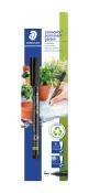 Schwarzer Gartenmarker mit grünem Akzent. Verpackung zeigt Pflanzen und Anwendung.
