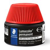 Schwarze Nachfüllstation für Lumocolor Marker. Roter Deckel mit geriffelter Oberfläche.