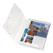 Transparente Mappe mit mehreren Informationsblättern. Auf einem Blatt steht 'Willkommen in Oslo'.