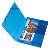 Transparente blaue Mappe. Offene Seiten mit mehreren eingelegten Blättern. Titel auf einem Blatt: 'Willkommen in Oslo'.