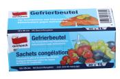 Verpackung für Gefrierbeutel. Blaues Design. 40 Beutel à 1 Liter. Für Aromaschutz und Vitaminfrische. Kälteelastisch gegen Gefrierbrand.